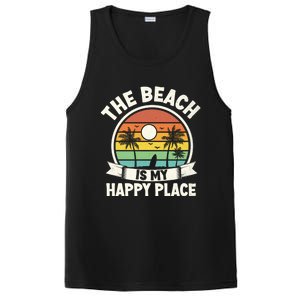 The Beach Is My Happy Place Beach Trip Retro Summer Vacation Gift PosiCharge Competitor Tank