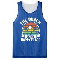 The Beach Is My Happy Place Beach Trip Retro Summer Vacation Gift Mesh Reversible Basketball Jersey Tank