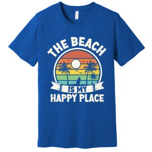 The Beach Is My Happy Place Beach Trip Retro Summer Vacation Gift Premium T-Shirt