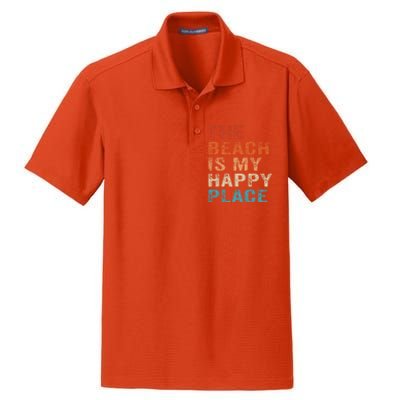 The Beach Is My Happy Place Fun Summer Beach Lover Gift Dry Zone Grid Polo