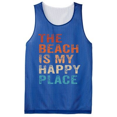 The Beach Is My Happy Place Fun Summer Beach Lover Gift Mesh Reversible Basketball Jersey Tank