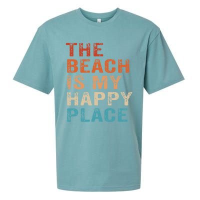 The Beach Is My Happy Place Fun Summer Beach Lover Gift Sueded Cloud Jersey T-Shirt