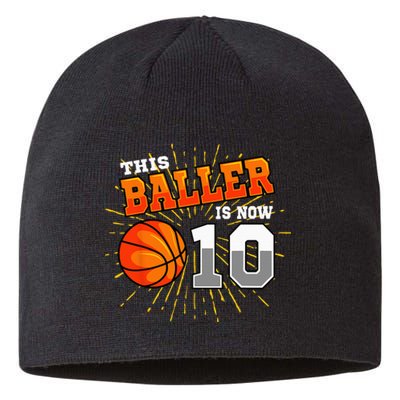 This Boy Is Now 10 Double Digits Basketball 10th Birthday Sustainable Beanie