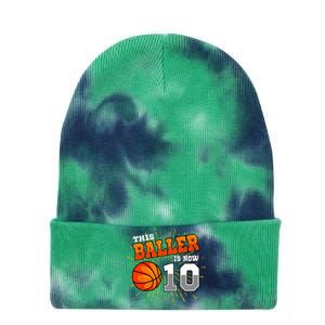 This Boy Is Now 10 Double Digits Basketball 10th Birthday Tie Dye 12in Knit Beanie