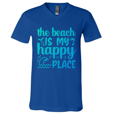 The Beach Is My Happy Place Gift V-Neck T-Shirt