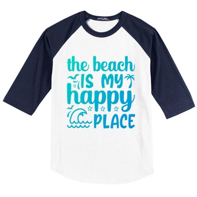 The Beach Is My Happy Place Gift Baseball Sleeve Shirt