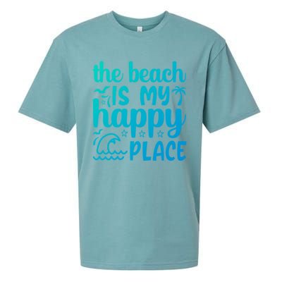 The Beach Is My Happy Place Gift Sueded Cloud Jersey T-Shirt