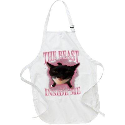 The Beast Inside Me Cute Silly Cat Meme Funny Cats Humor Full-Length Apron With Pockets