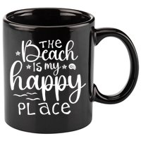 The Beach Is My Happy Place Great Gift 11oz C Handle Ceramic Mug