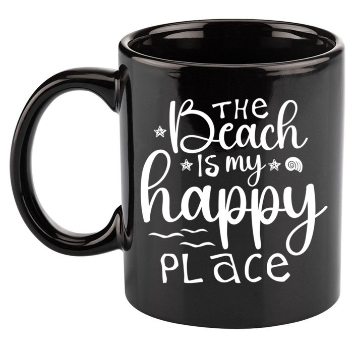 The Beach Is My Happy Place Great Gift 11oz C Handle Ceramic Mug