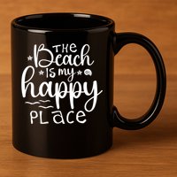 The Beach Is My Happy Place Great Gift 11oz C Handle Ceramic Mug