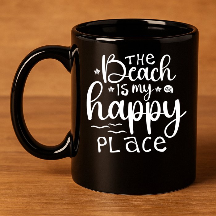 The Beach Is My Happy Place Great Gift 11oz C Handle Ceramic Mug