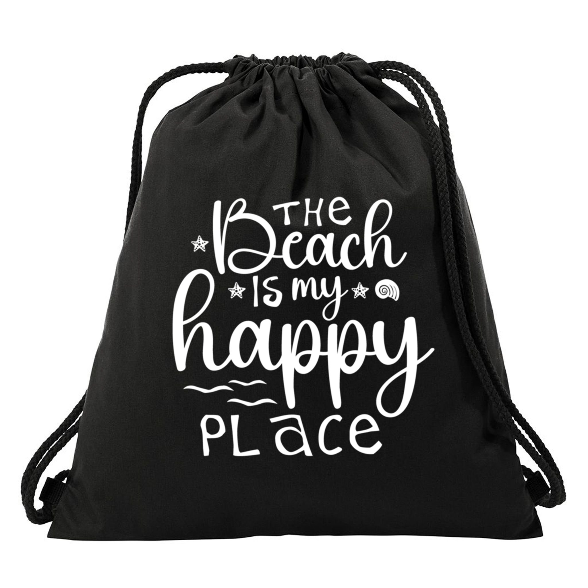 The Beach Is My Happy Place Great Gift Drawstring Bag