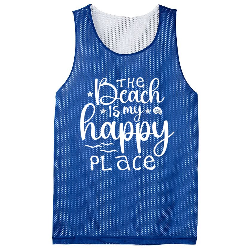 The Beach Is My Happy Place Great Gift Mesh Reversible Basketball Jersey Tank