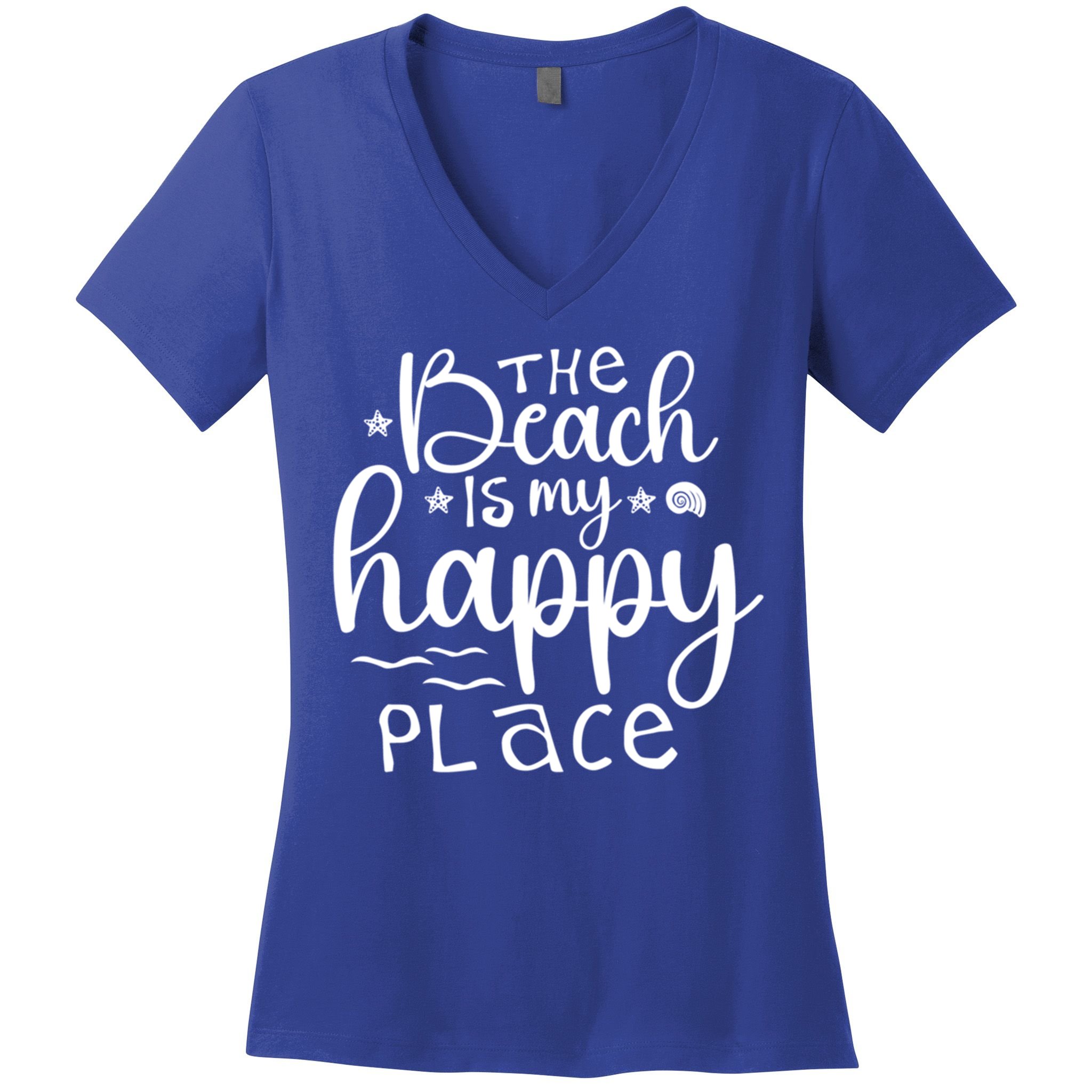 The Beach Is My Happy Place Great Gift Women's V-Neck T-Shirt