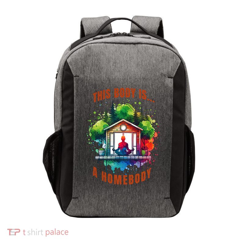This Body Is A Homebody  Funny Introvert Meditation Design Vector Backpack