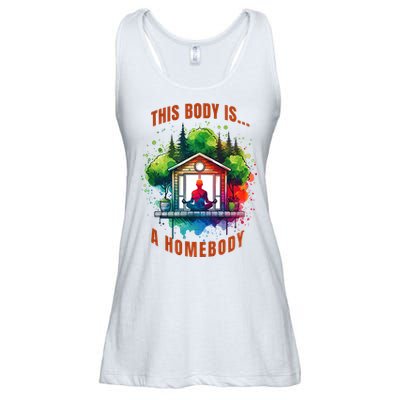This Body Is A Homebody  Funny Introvert Meditation Design Ladies Essential Flowy Tank