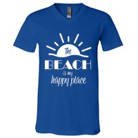 The Beach Is My Happy Place Gift V-Neck T-Shirt