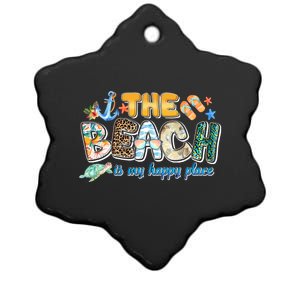 The Beach Is My Happy Place Vacation Summer Gift Ceramic Star Ornament