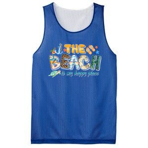 The Beach Is My Happy Place Vacation Summer Gift Mesh Reversible Basketball Jersey Tank