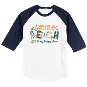 The Beach Is My Happy Place Vacation Summer Gift Baseball Sleeve Shirt