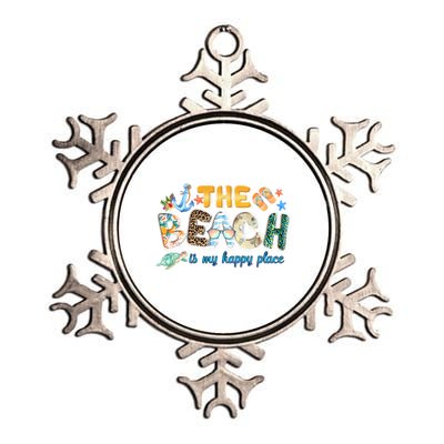 The Beach Is My Happy Place Vacation Summer Gift Metallic Star Ornament