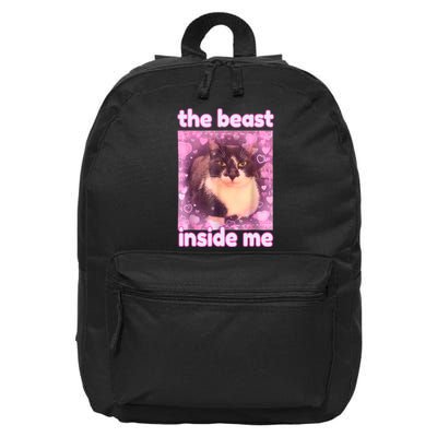 The Beast Inside Me Cat Meme Funny Sarcastic Inappropriate 16 in Basic Backpack