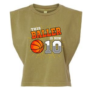 This Baller Is Now 10 Basketball 10th Birthday Party Garment-Dyed Women's Muscle Tee