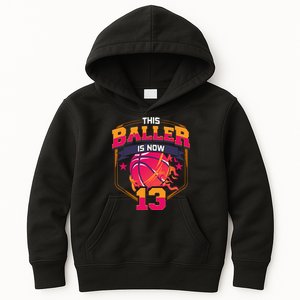 This Baller Is Now 13 Birthday Party Bday Celebration Kids Hoodie