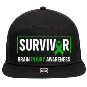 Traumatic Brain Injury Awareness Brain Injury Survivor 7 Panel Mesh Trucker Snapback Hat