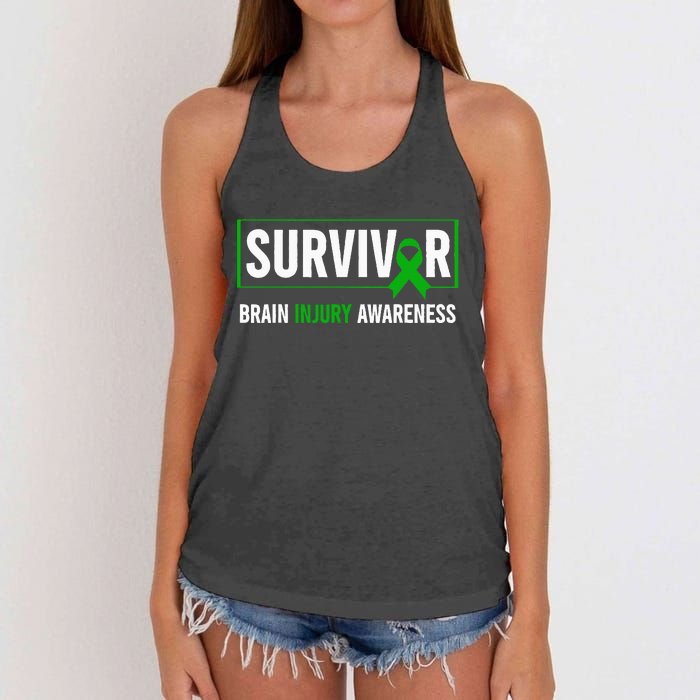 Traumatic Brain Injury Awareness Brain Injury Survivor Women's Knotted Racerback Tank