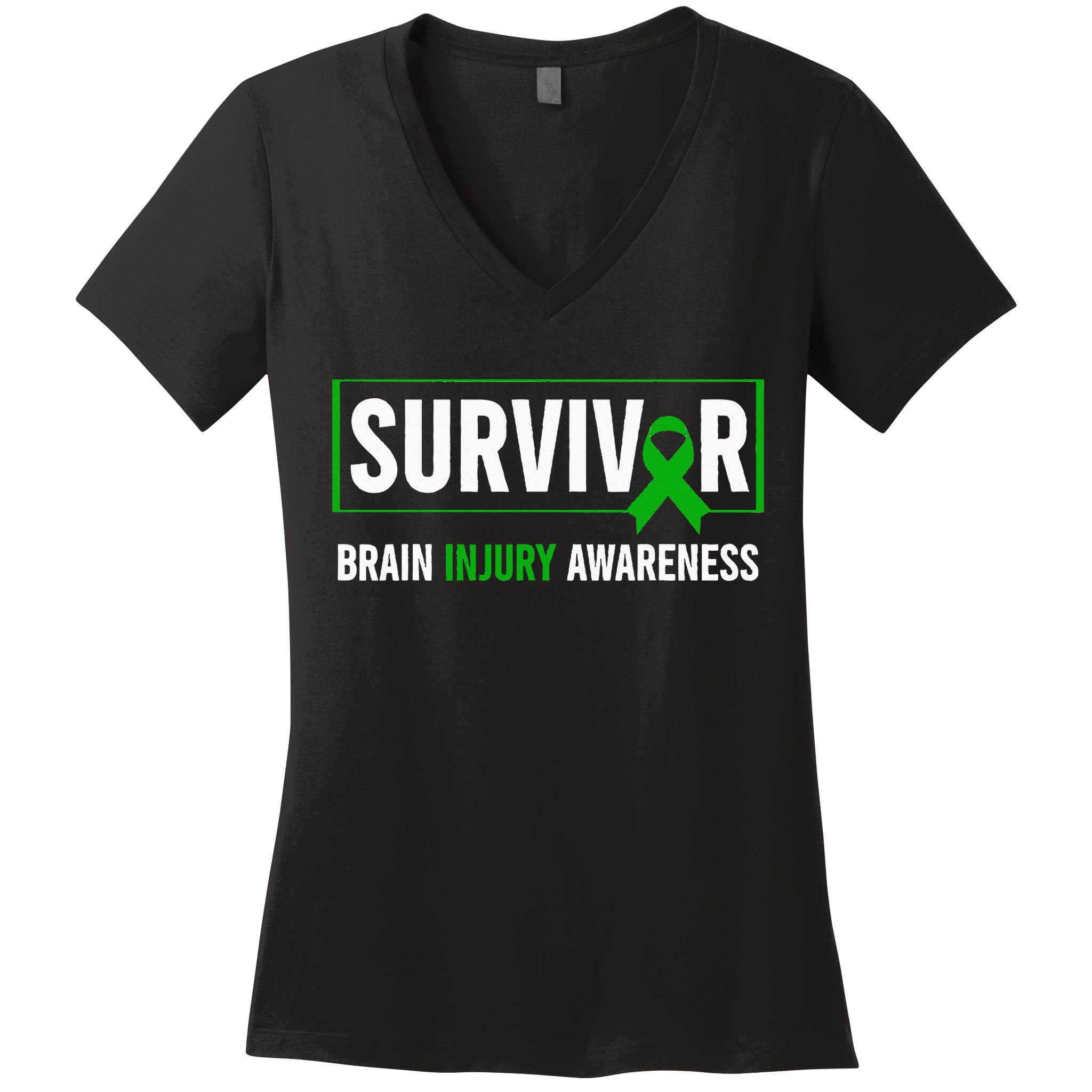 Traumatic Brain Injury Awareness Brain Injury Survivor Women's V-Neck T-Shirt