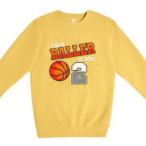 This Baller Is Now 2 Basketball 2nd Birthday Party Premium Crewneck Sweatshirt