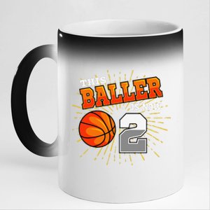 This Baller Is Now 2 Basketball 2nd Birthday Party 11oz Black Color Changing Mug