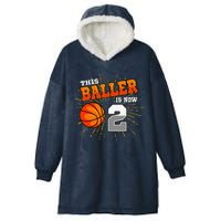 This Baller Is Now 2 Basketball 2nd Birthday Party Hooded Wearable Blanket