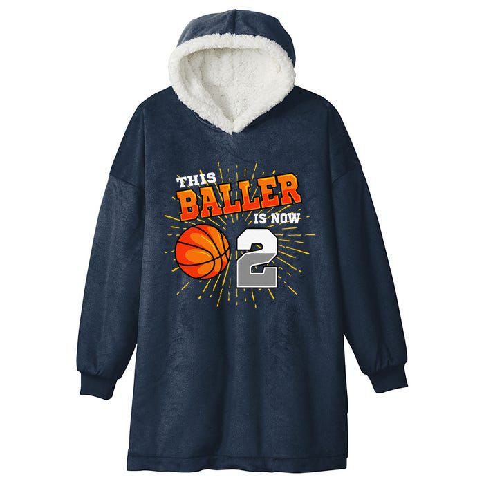 This Baller Is Now 2 Basketball 2nd Birthday Party Hooded Wearable Blanket