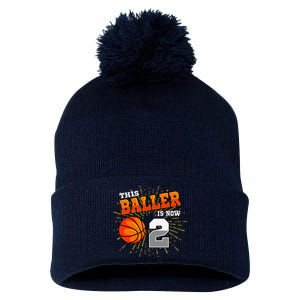 This Baller Is Now 2 Basketball 2nd Birthday Party Pom Pom 12in Knit Beanie