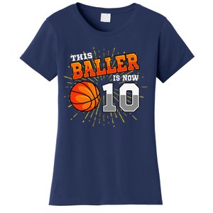 This Baller Is Now 10 Basketball 10th Birthday Party Women's T-Shirt