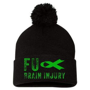 Traumatic Brain Injury Awareness Fu Traumatic Brain Injury Pom Pom 12in Knit Beanie