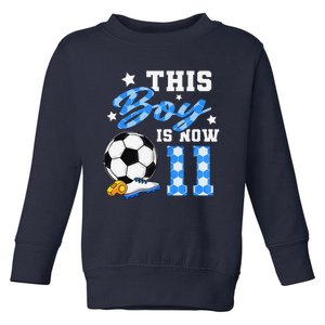 This Boy Is Now 11 Birthday Boy Soccer 11th Birthday Toddler Sweatshirt