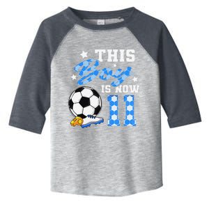 This Boy Is Now 11 Birthday Boy Soccer 11th Birthday Toddler Fine Jersey T-Shirt