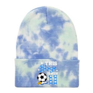 This Boy Is Now 11 Birthday Boy Soccer 11th Birthday Tie Dye 12in Knit Beanie