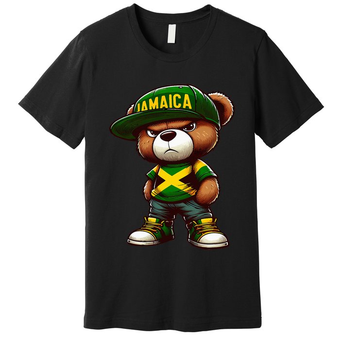 Teddy Bear Jamaica Flag Jamaican Clothing & Women Premium T-Shirt
