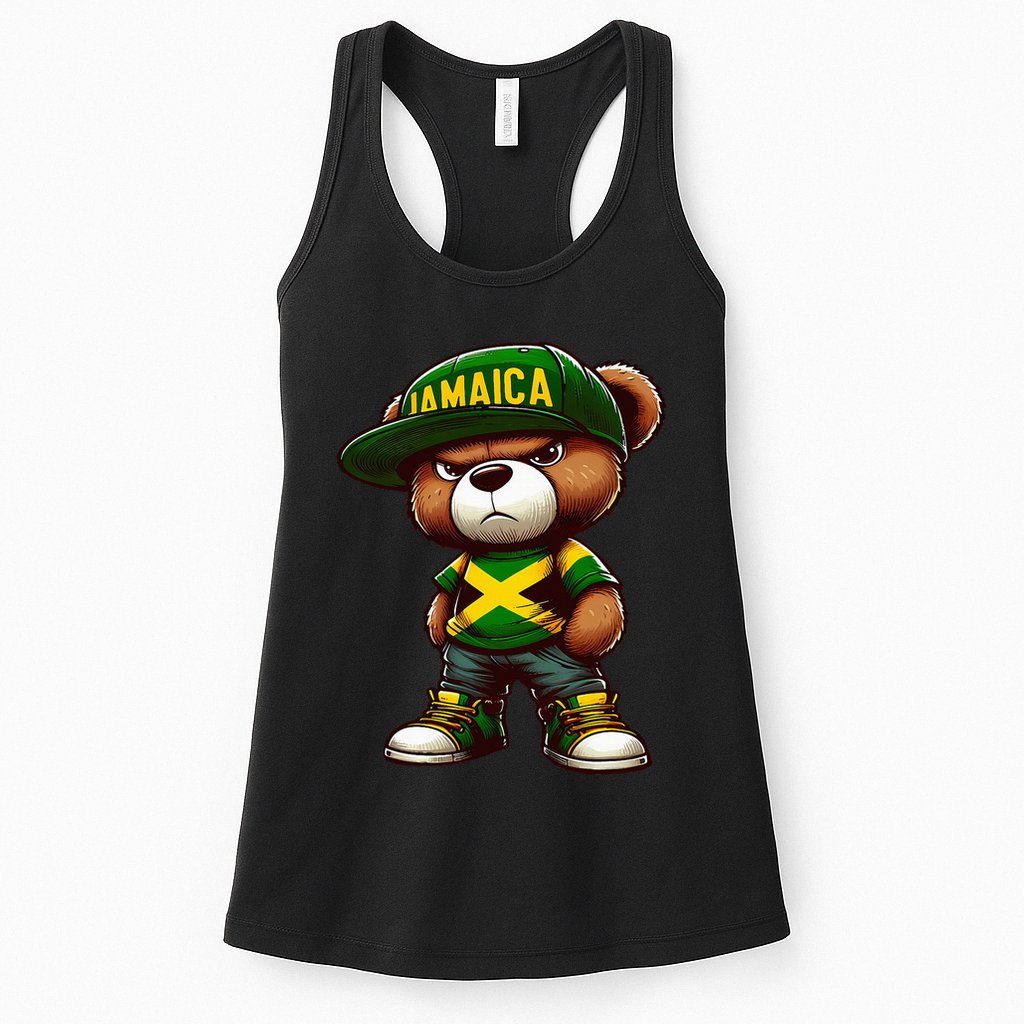 Teddy Bear Jamaica Flag Jamaican Clothing & Women Womens Tank Top