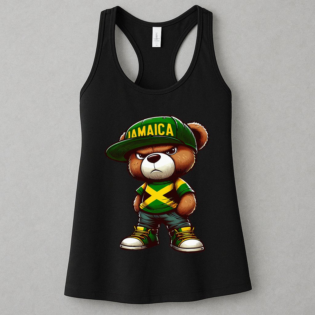 Teddy Bear Jamaica Flag Jamaican Clothing & Women Womens Tank Top