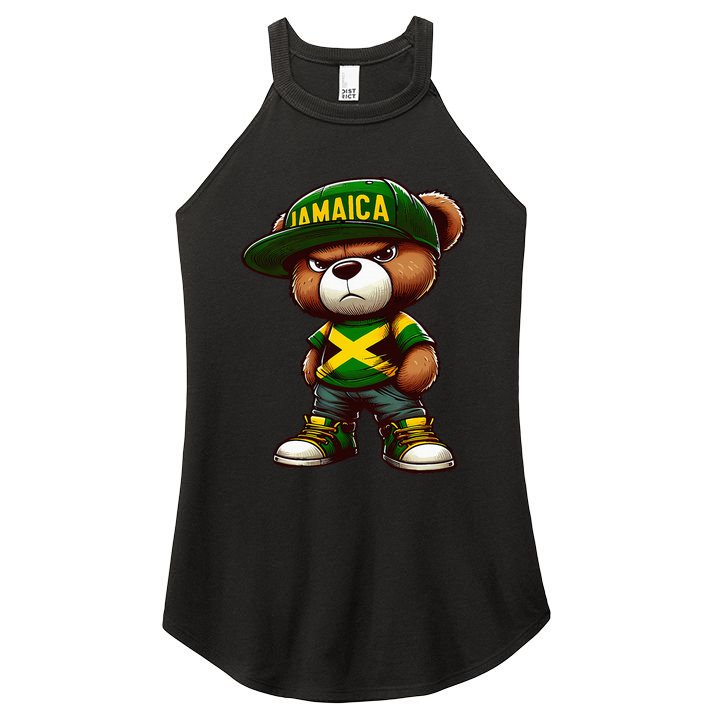 Teddy Bear Jamaica Flag Jamaican Clothing & Women Women's Perfect Tri Rocker Tank
