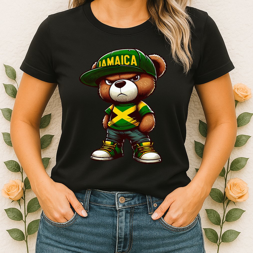 Teddy Bear Jamaica Flag Jamaican Clothing & Women Womens T-Shirt