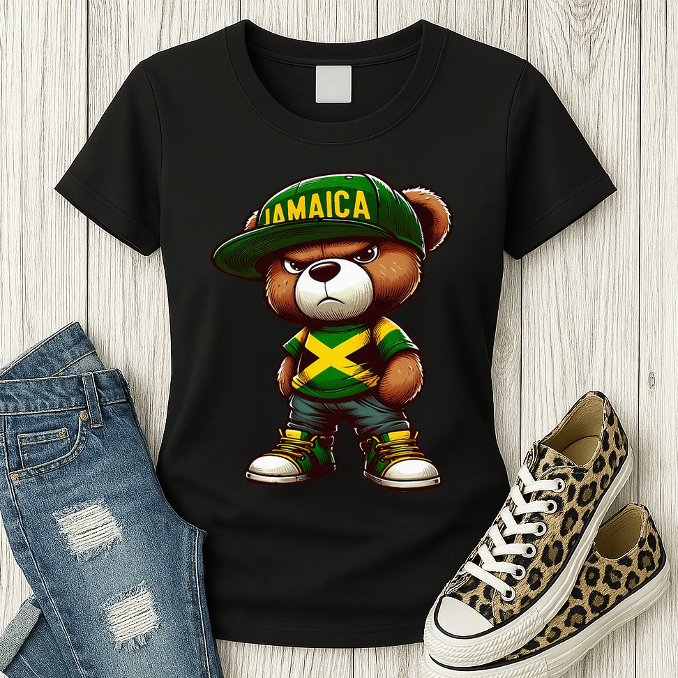Teddy Bear Jamaica Flag Jamaican Clothing & Women Womens T-Shirt