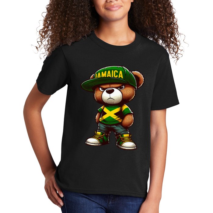 Teddy Bear Jamaica Flag Jamaican Clothing & Women Kids T-Shirt