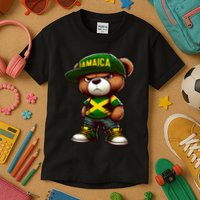 Teddy Bear Jamaica Flag Jamaican Clothing & Women Kids T-Shirt
